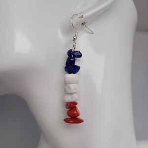 Red coral, howlite, lapis lazuli Dangle Earrings
